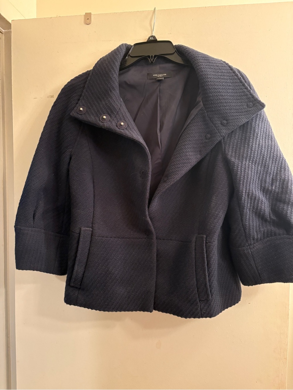 Ann Taylor Navy Short Textured Jacket